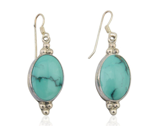 Navajo Dangle Earrings 925 Natural Turquoise Native Inca Mfg C.80's