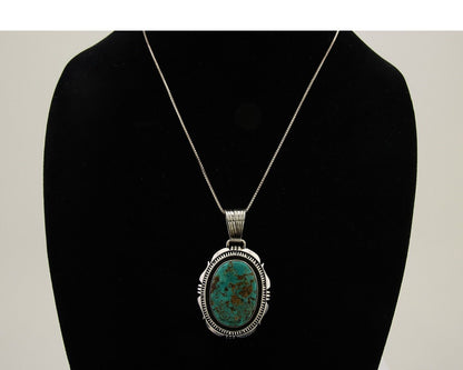 Navajo Necklace 925 Silver Natural Turquoise Artist Signed Mike Begay C.80's