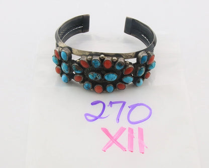 Navajo Cuff Bracelet Sterling Silver Natural Gemstone Vintage Handmade