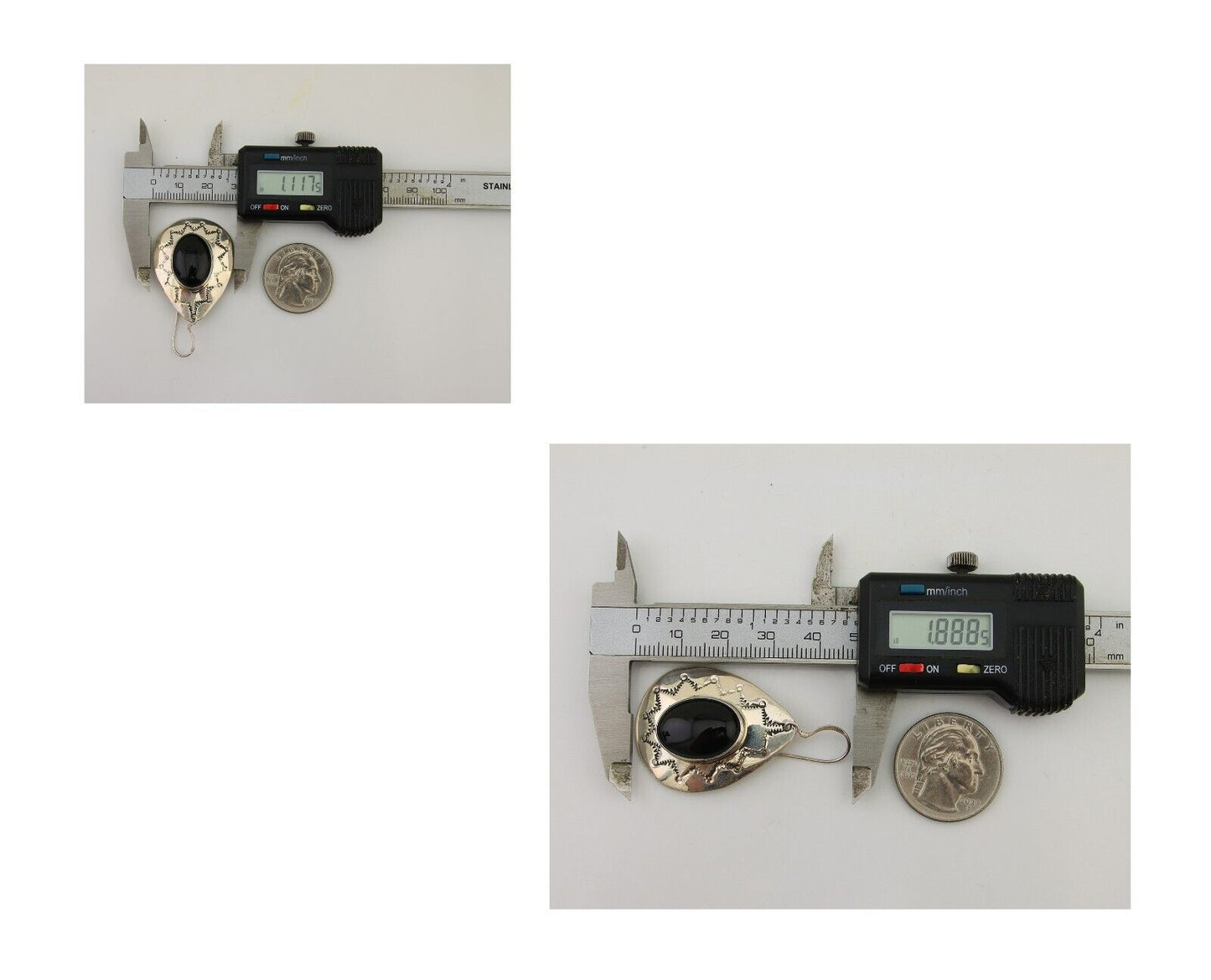 Navajo Handmade Earrings 925 Silver Onyx Artist Douglas Etsitty C.80's