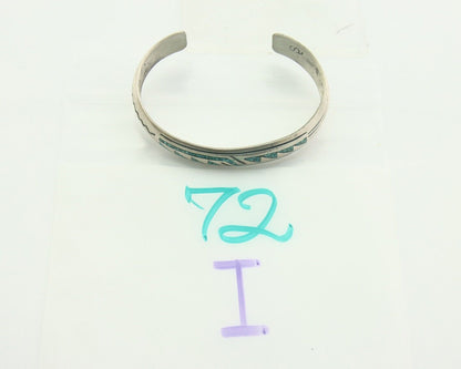 Navajo Bracelet 925 Silver Inlaid Turquoise Cuff Artist Signed Stanley Bain C.80