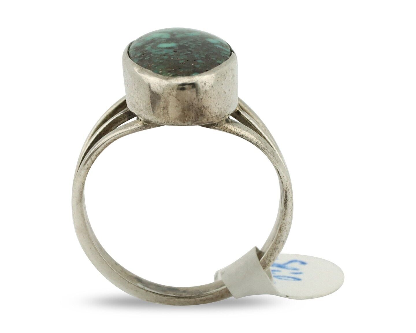 Navajo Ring 925 Silver Natural Spiderweb Turquoise Native American Artist C.80's