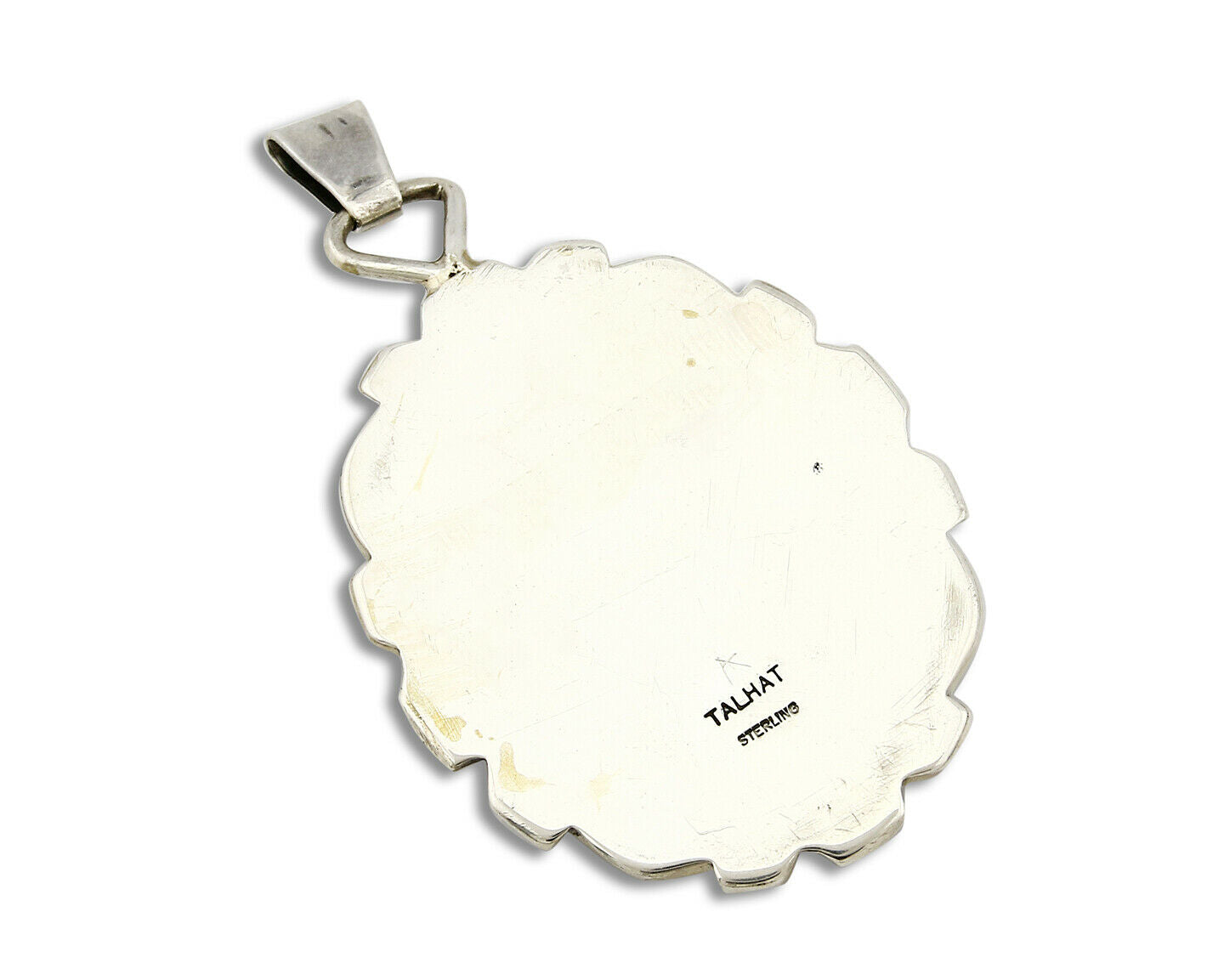 C. 80's-90 Navajo Talhat Large Natural Mined Turquoise .925 Silver Pendant