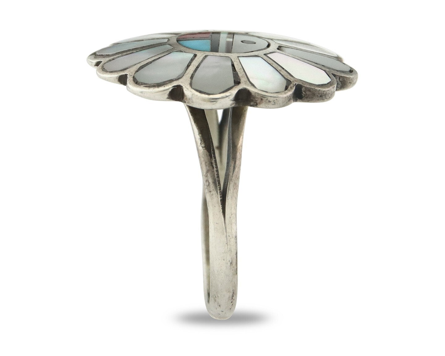 Vintage Zuni Ring 925 Sterling Silver Natural Gemstone Size 6.0
