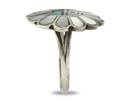 Vintage Zuni Ring 925 Sterling Silver Natural Gemstone Size 6.0