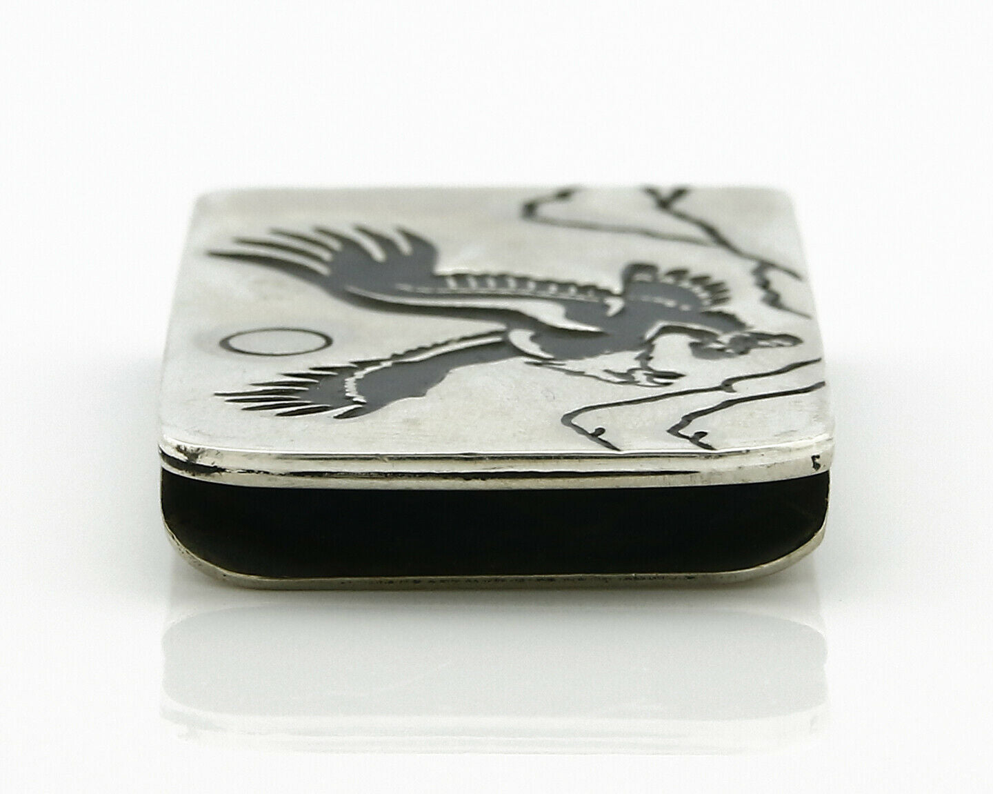 Navajo Money Clip .925 Silver & Nickle Hand Stamped Artist Native C.80-90's