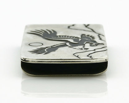 Navajo Money Clip .925 Silver & Nickle Hand Stamped Artist Native C.80-90's