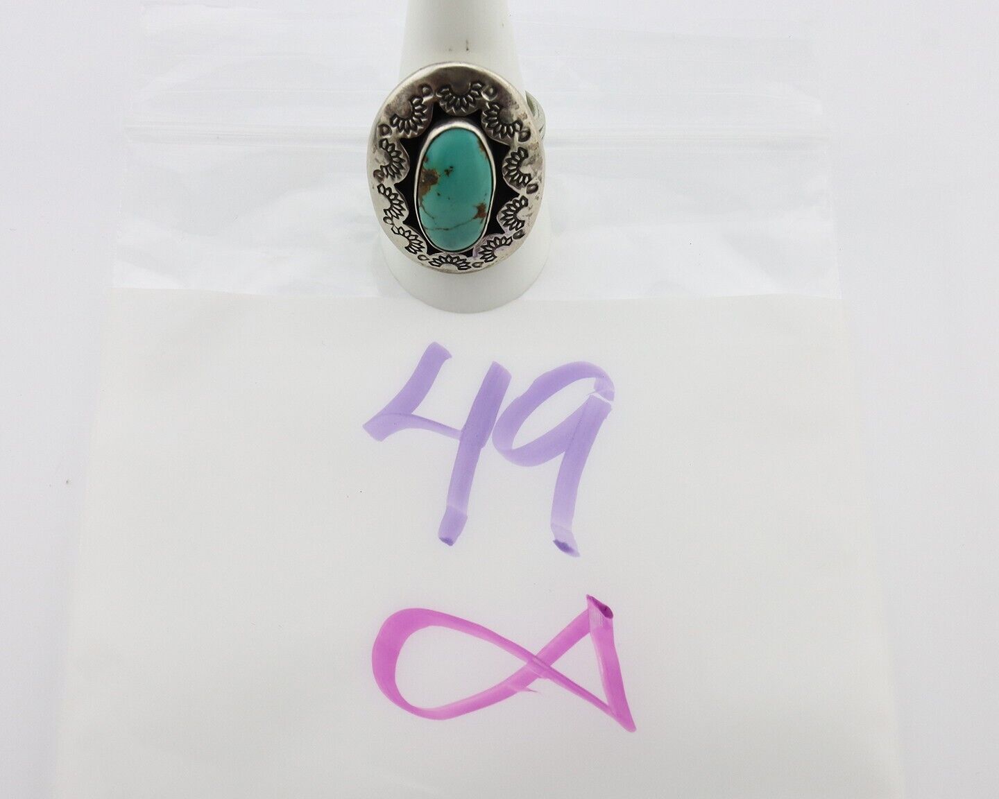 Navajo Ring 925 Silver Natural Blue Turquoise Signed M Montoya C.80's