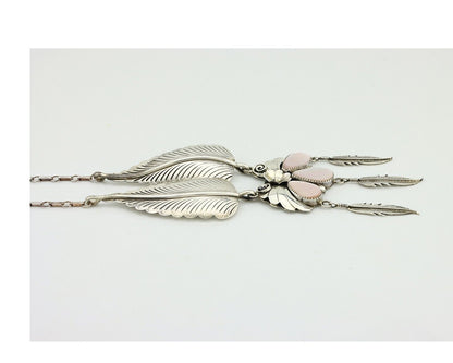 Navajo Squash Necklace 925 Silver Natural Pink Mussel Signed Harrison Yazzie C80