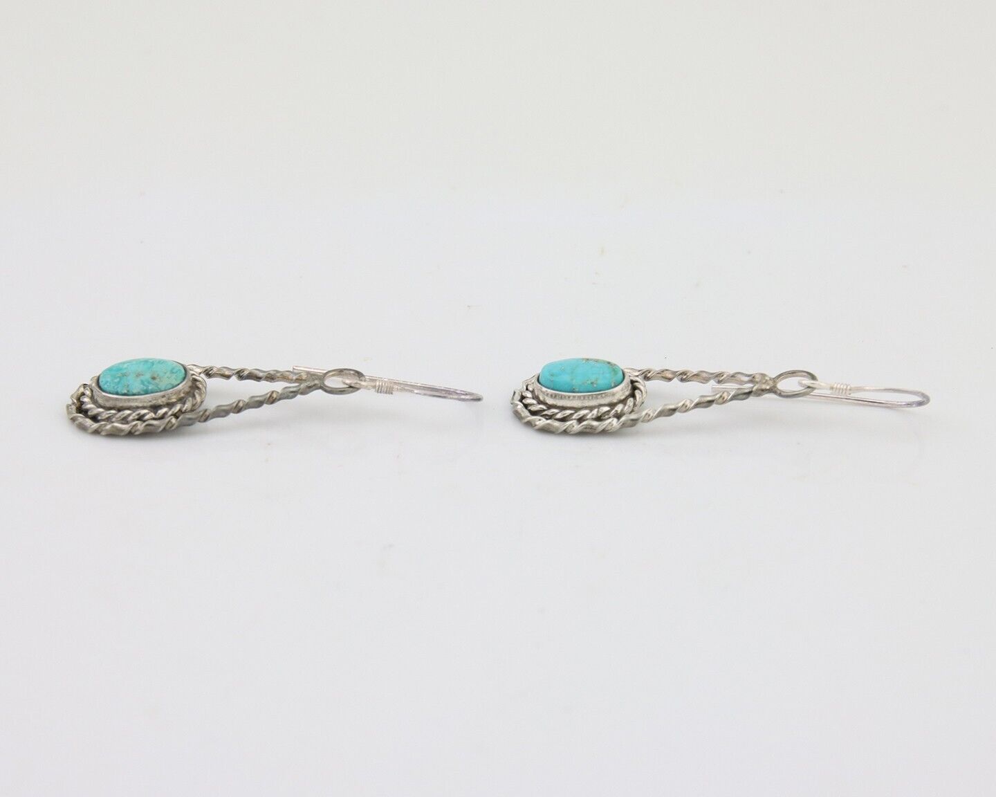 Navajo Dangle Earrings 925 Silver Natural Blue Turquoise Native Artist C.80's