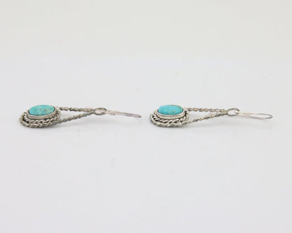 Navajo Dangle Earrings 925 Silver Natural Blue Turquoise Native Artist C.80's