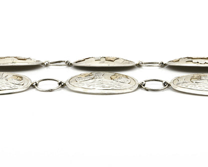 Navajo Concho Belt .925 Silver & 14k GP Signed WHT C.80's