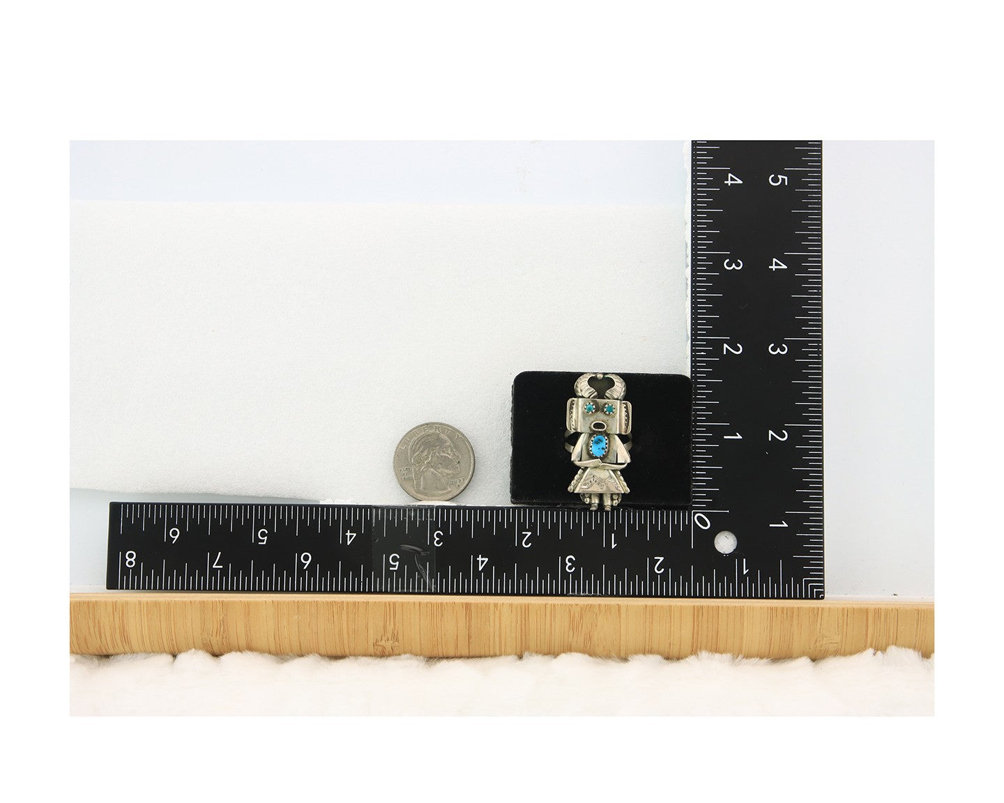 Navajo Kachina Ring Sterling Silver Blue Turquoise Vintage Artist Signed Sz 7.25