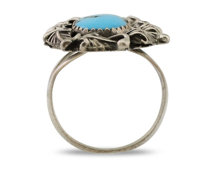 Navajo Handmade Ring 925 Silver Blue Turquoise Native American Artist C.80's