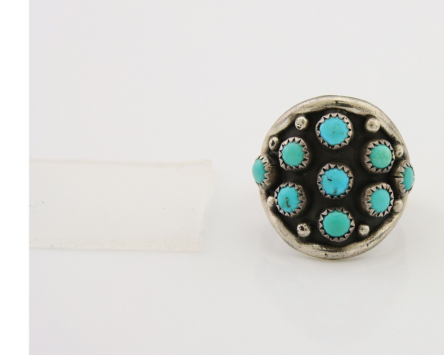 Navajo Ring 925 Sterling Silver Turquoise Artist IJC C.80's Men Size 12.5