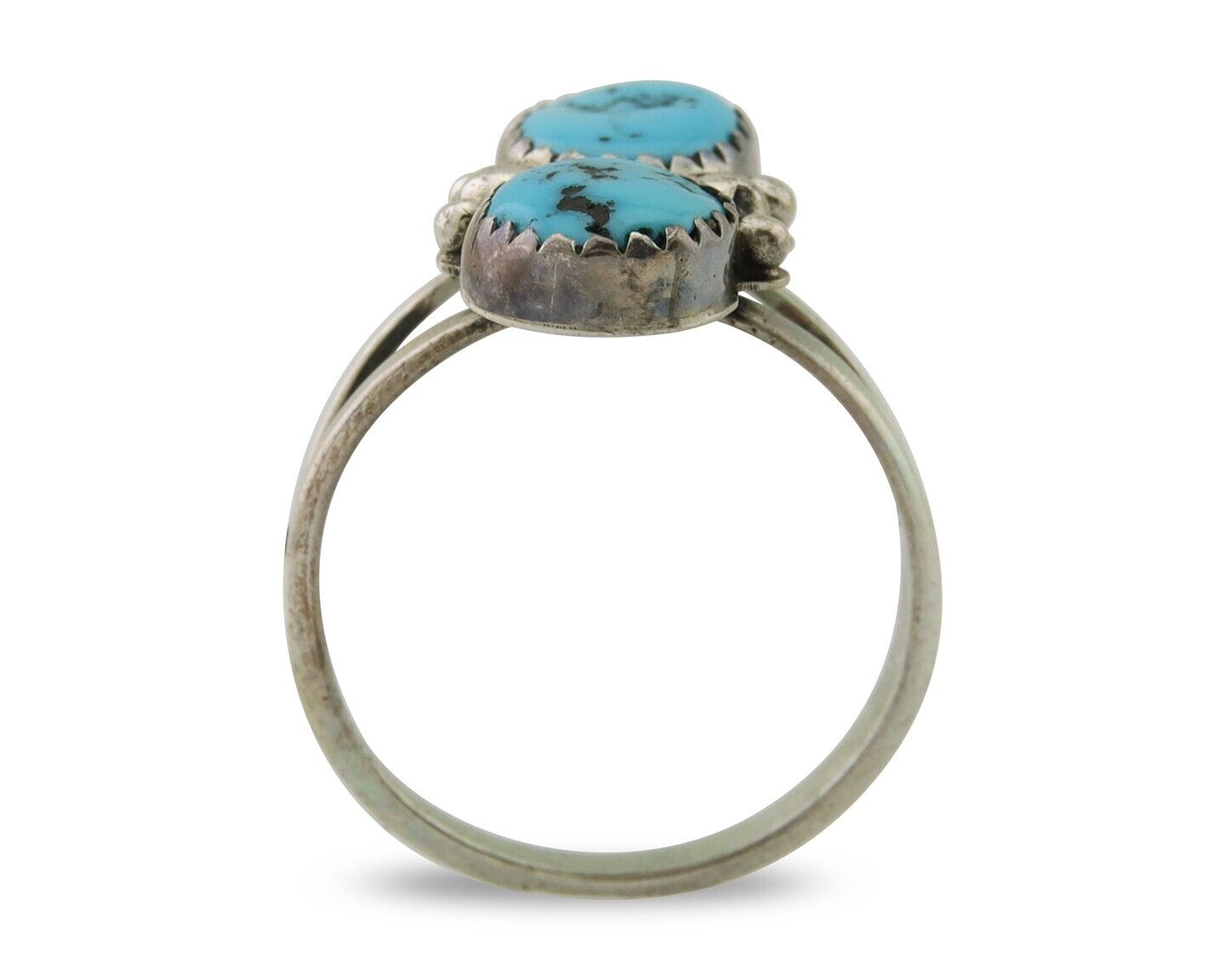 Navajo Ring 925 Silver Sleeping Beauty Turquoise Native American Artist C.80's