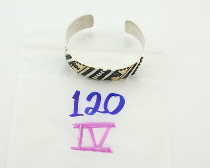 Navajo Bracelet Gold & 925 Silver Handmade 16 mm Wide Signed Thomas Singer C80s