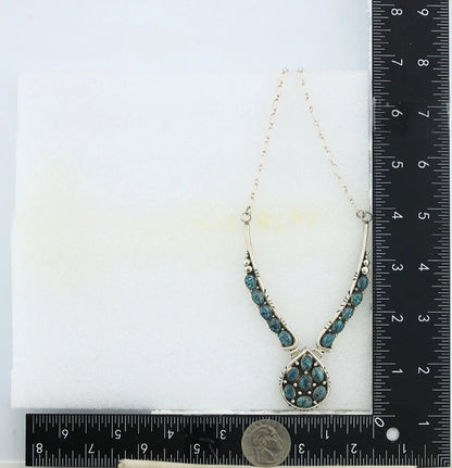 Navajo Necklace 925 Sterling Silver Natural Turquoise Signed Patrick Yazzie