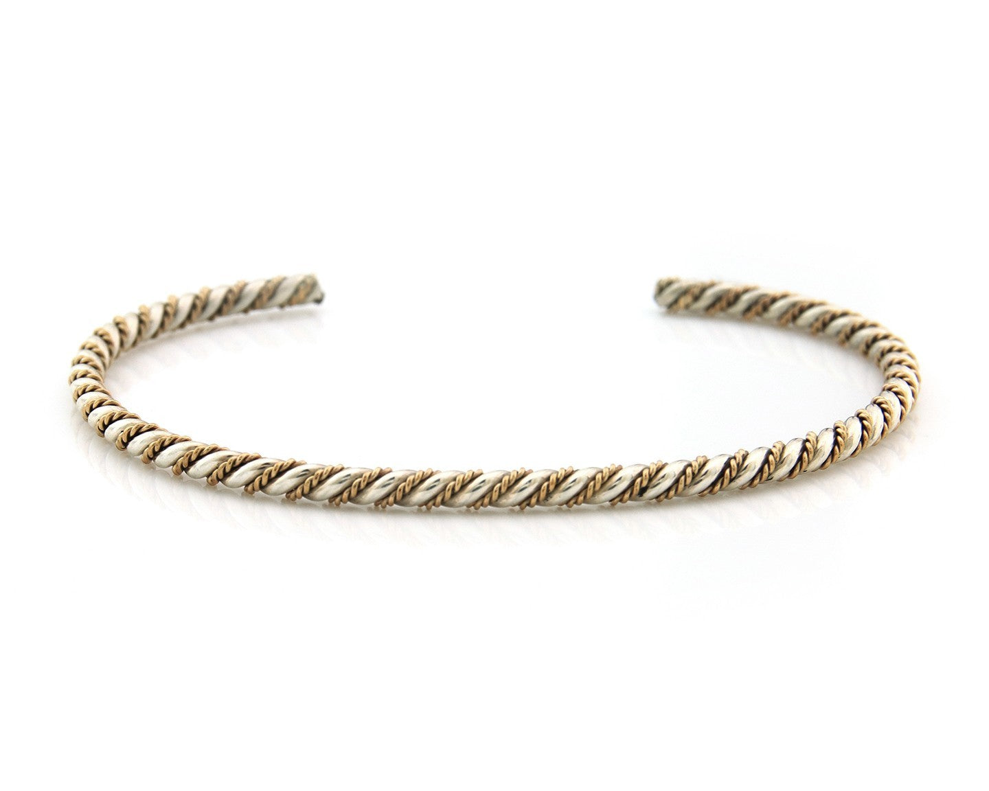 Navajo Twist Cuff Bracelet Sterling Silver Gold Authentic Vintage Native Artist