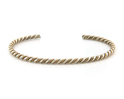 Navajo Twist Cuff Bracelet Sterling Silver Gold Authentic Vintage Native Artist