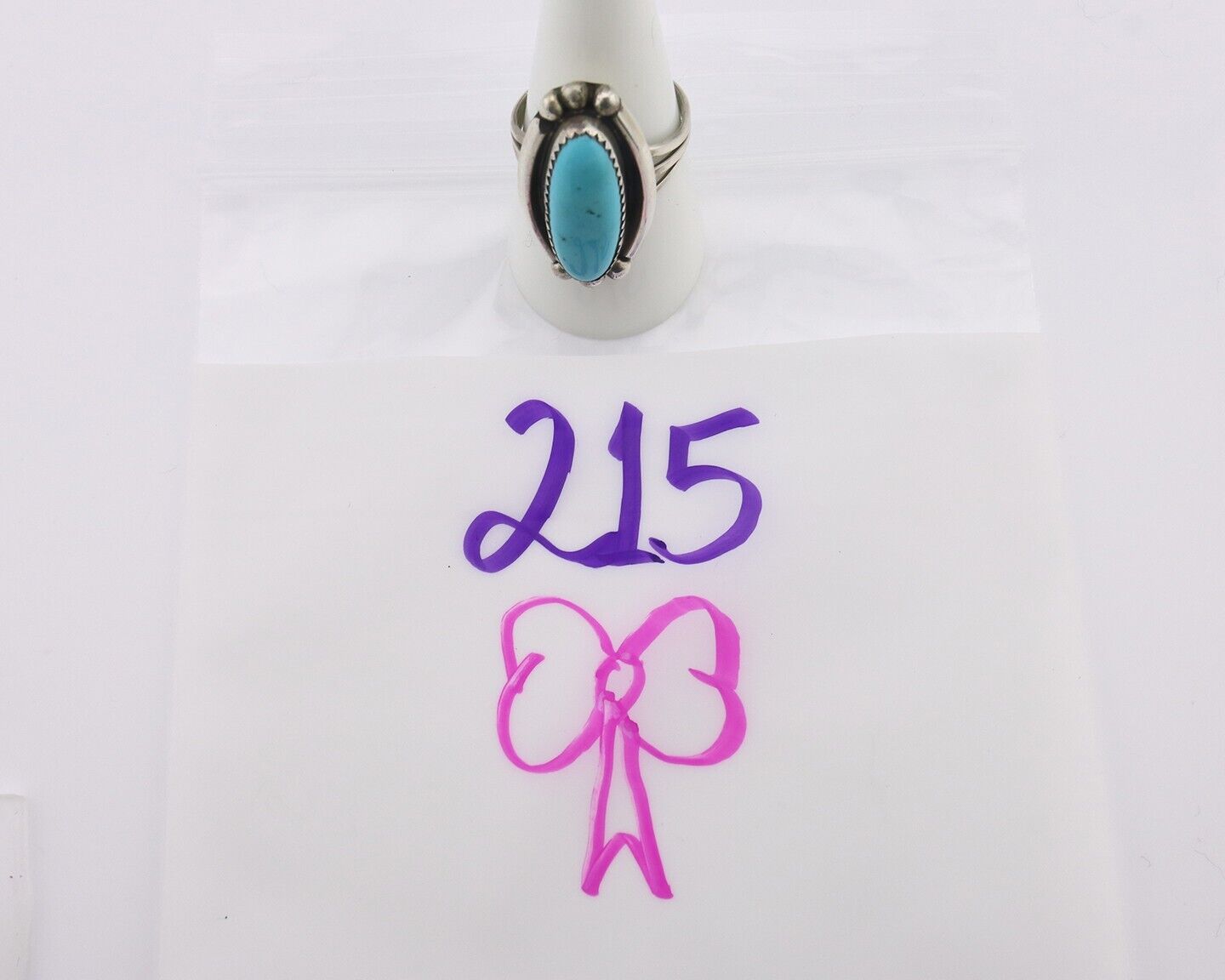 Navajo Ring .925 Silver Sleeping Beauty Turquoise Signed SkyStone Creations C80s