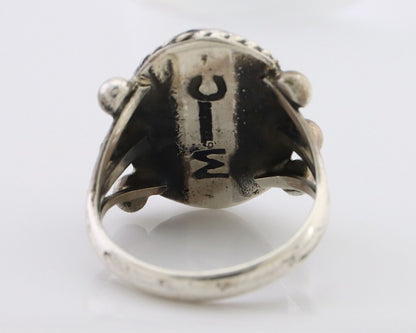 Navajo Ring 925 Silver Natural Green Turquoise Native American Artist C.80's