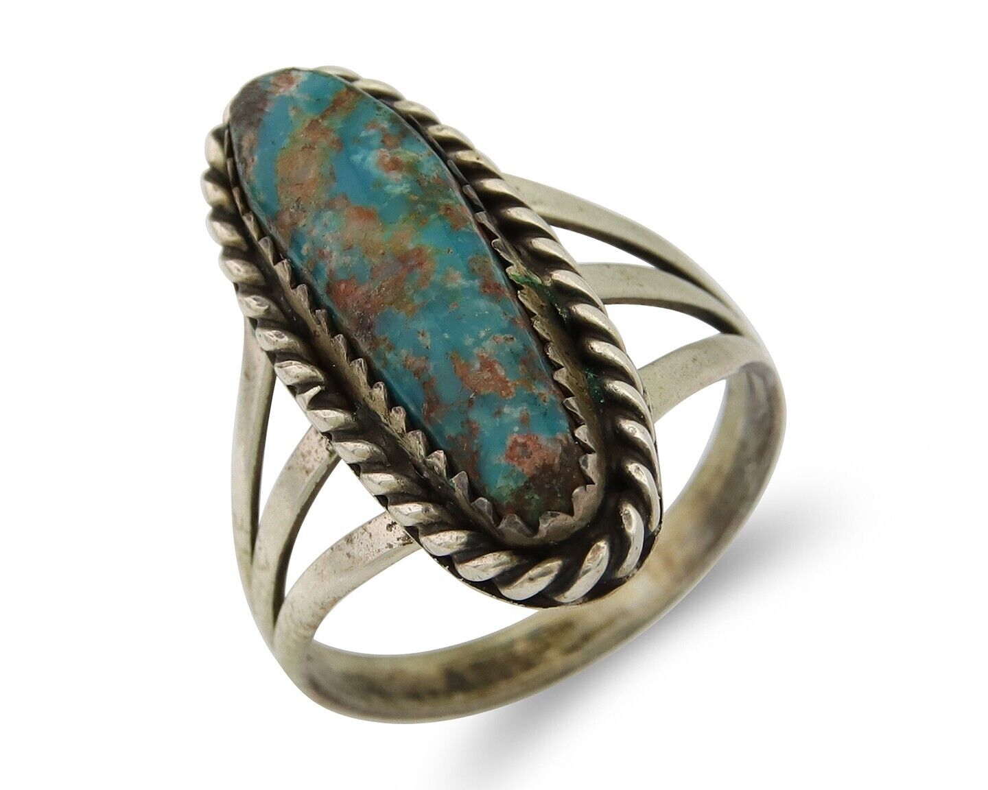 Navajo Ring 925 Sterling Nevada Turquoise Native American Artist C.80's