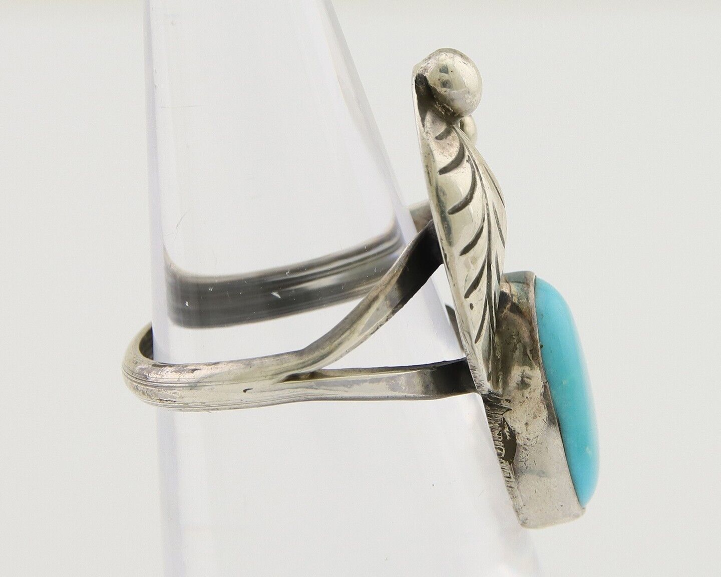 Navajo Handmade Ring 925 Silver Turquoise Signed LS C.80's