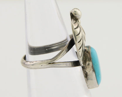 Navajo Handmade Ring 925 Silver Turquoise Signed LS C.80's