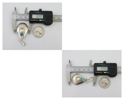 Navajo Earrings 925 Silver Turquoise Artist Signed Dean Brown C.80's