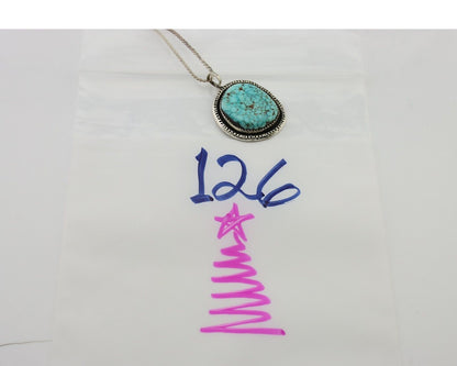 Navajo Pendant 925 Silver Natural Blue Turquoise Artist Signed Yazzie C.80's