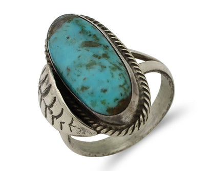 Navajo Handmade Ring 925 Silver Natural Turquoise Native American Artist C.80's