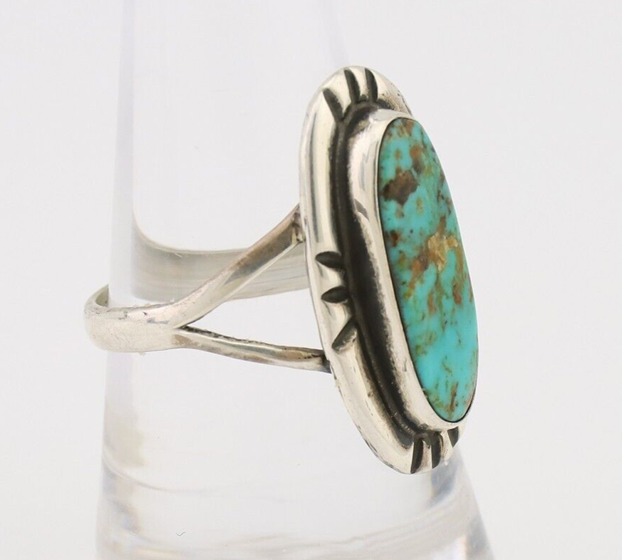 Navajo Handmade Ring 925 Silver Green Turquoise Artist Signed Kachina C.80's
