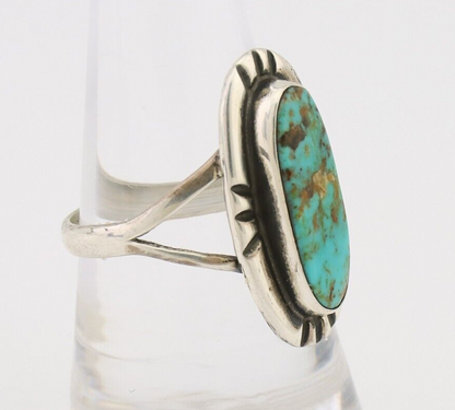 Navajo Handmade Ring 925 Silver Green Turquoise Artist Signed Kachina C.80's