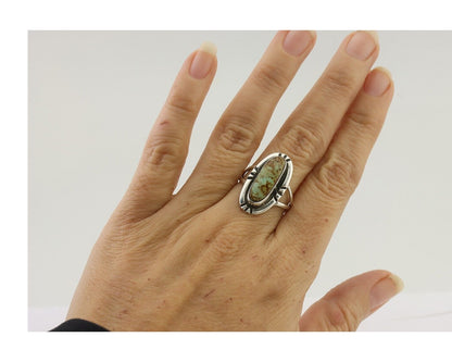 Navajo Ring 925 Silver Blue Gem Turquoise Native American Artist C.80's