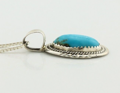 Navajo Necklace 925 Silver Kingman Turquoise Signed Anna Begay C.80's