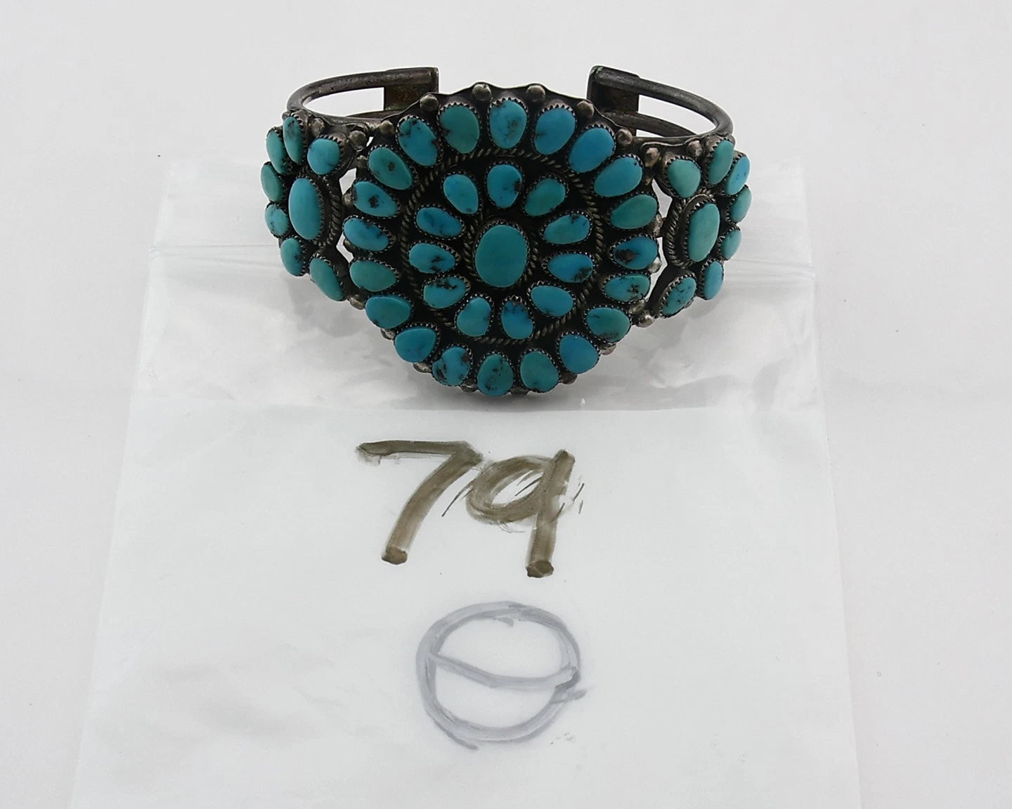 Navajo Cuff Bracelet Sterling Silver Kingman Vintage Turquoise Signed SIK C.80's