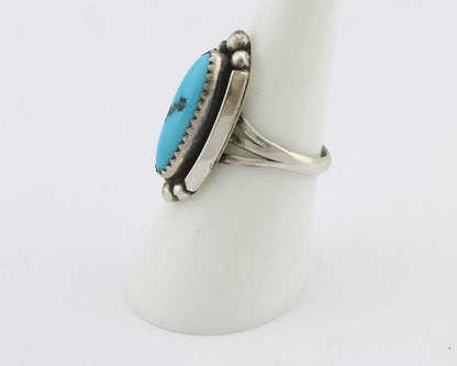Navajo Ring .925 Silver Sleeping Beauty Turquoise Signed SkyStone Creations C80s