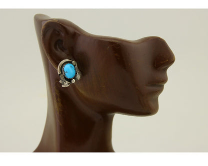Navajo Earrings 925 Silver Natural Turquoise Native American Artist C.80's