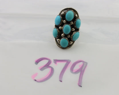 Navajo Handmade Ring 925 Silver Kingman Turquoise Native American C.80's