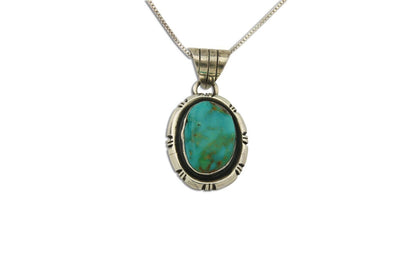 Navajo Necklace 925 Silver Natural Turquoise Artist Signed UP C.80's