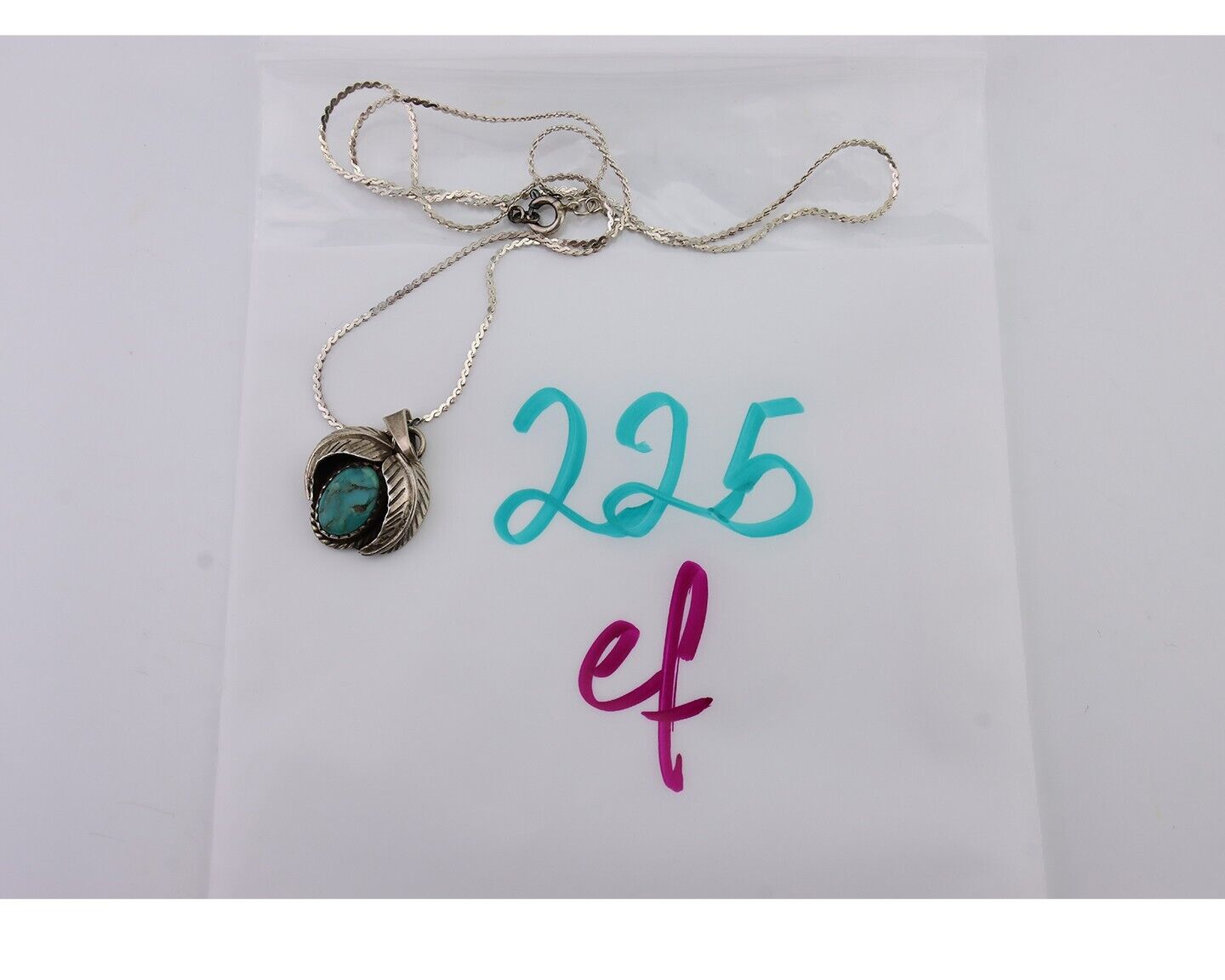 Navajo Turquoise Necklace 925 Silver Native American Artist C.80's