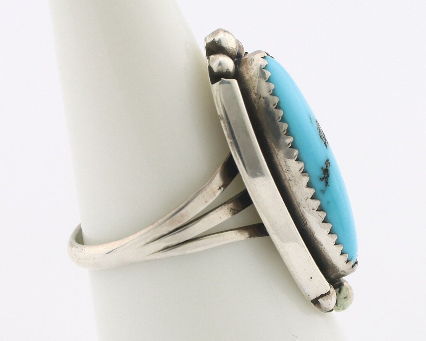 Navajo Ring .925 Silver Sleeping Beauty Turquoise Signed SkyStone Creations C80s