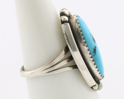 Navajo Ring .925 Silver Sleeping Beauty Turquoise Signed SkyStone Creations C80s