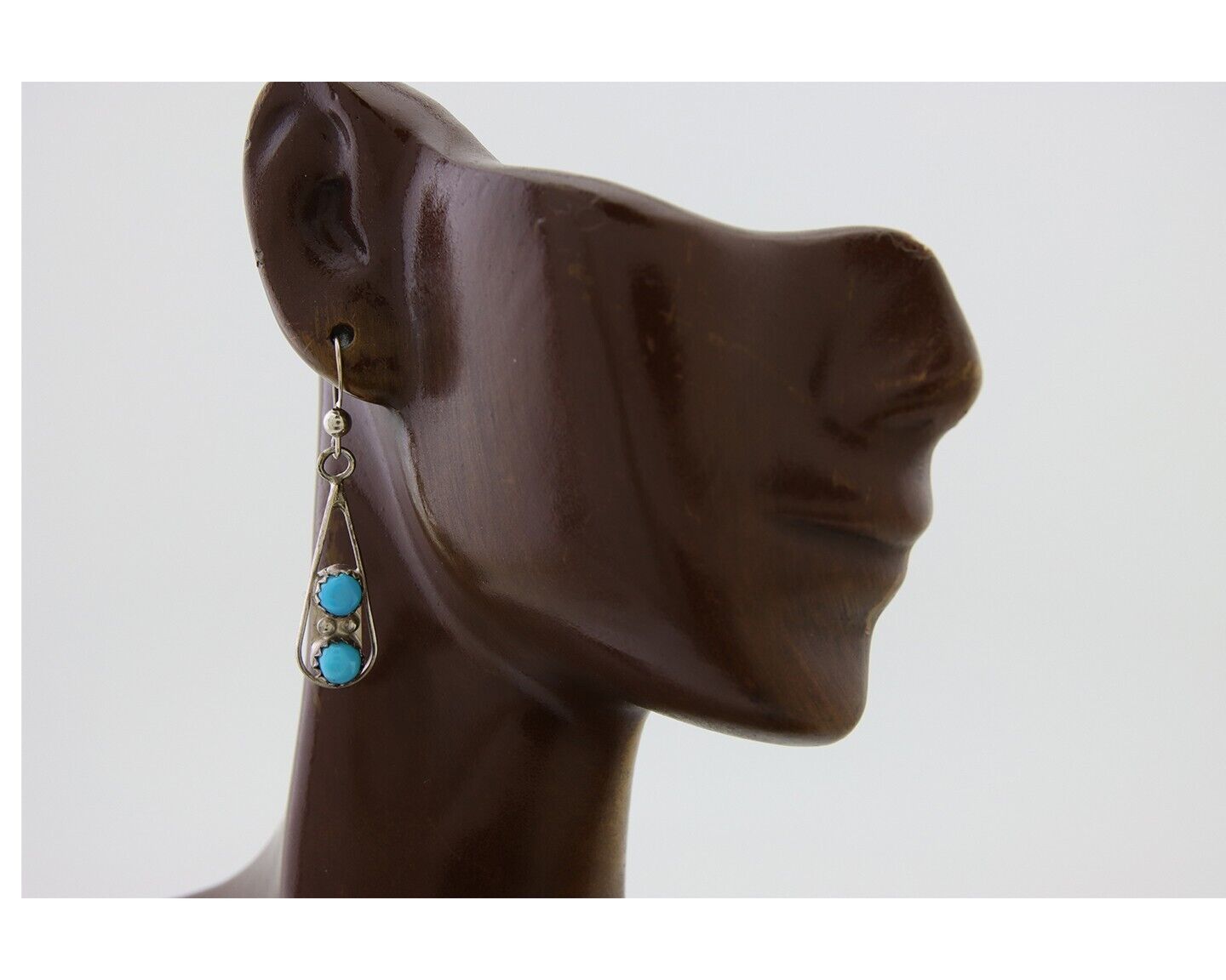 Navajo Paw Earrings 925 Silver Blue Turquoise Native American Artist C.80's