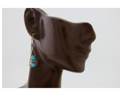 Navajo Paw Earrings 925 Silver Blue Turquoise Native American Artist C.80's