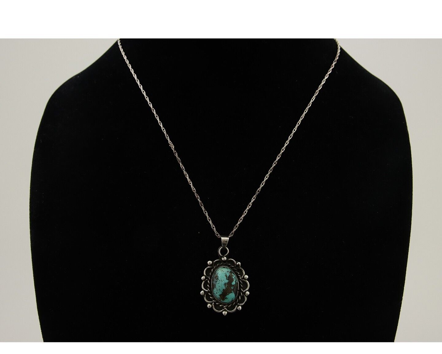 Navajo Necklace 925 Silver Natural Turquoise Native American Artist C.80's