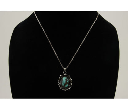 Navajo Necklace 925 Silver Natural Turquoise Native American Artist C.80's