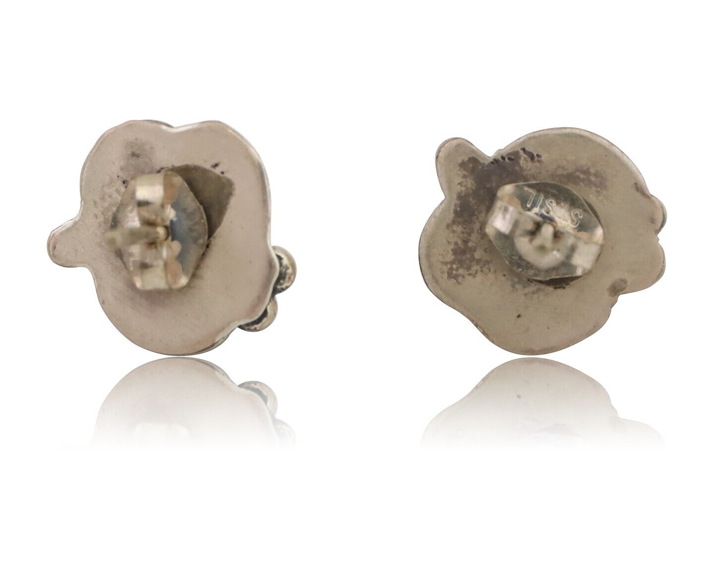 Navajo Handmade Earrings 925 Silver Natural Turquoise Native Artist C.80's