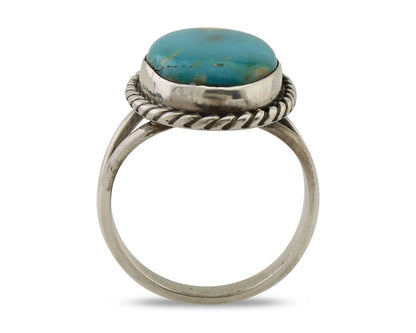 Navajo Ring 925 Silver Kingman Turquoise Native American Artist C.80's
